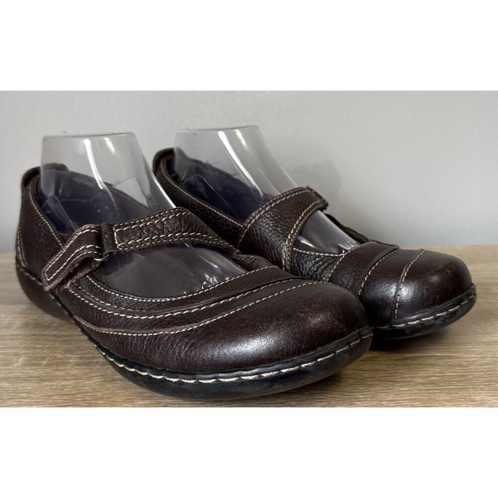 Clarks Bendables Women’s Ashland Avenue Brown Leather Mary Jane Shoes Size 9.5